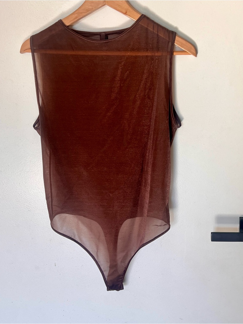 SKIMS Brown Sheer Sleeveless Bodysuit